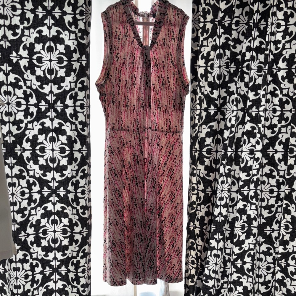 Tommy Hilfiger Pink and Black Midi Dress